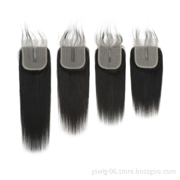 2021 Hot Sell Half Machine Closures Half Hand Made Hair Closure Piece Cheap T-part Lace Closure